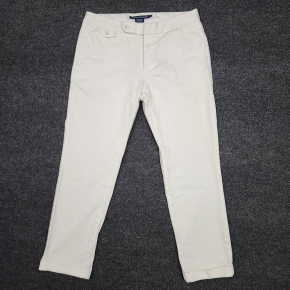 Ralph Lauren Sport Pants - Ralph Lauren Sport Women's Size 8 White StretchTapered Leg Crop Pants Denim